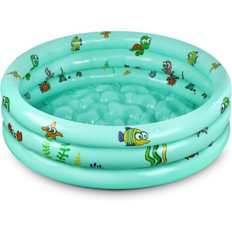 Piscine Gonflable Enfant Ronde 100 cm – Pataugeoire Bébé Sécurisée pour Extérieur ou Intérieur, Facile à Installer et Ranger