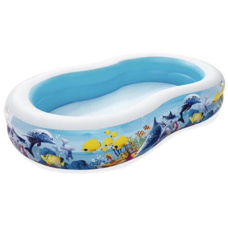 Piscine Gonflable Family Eight 2 Anneaux Coral Reef 262x157x46cm 54118