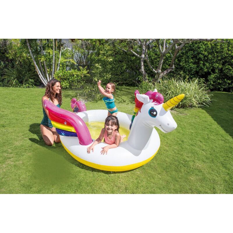 Intex - Piscina Kids Unicorno Con Spruzzino 272x193x104 Cm In Pvc Spessore Di 0.28