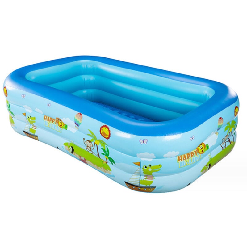 Fitags - Piscine gonflable, piscine gonflable rectangulaire pour enfants, adultes, famille, piscine pour enfants à fond souple pour jardin, cour,