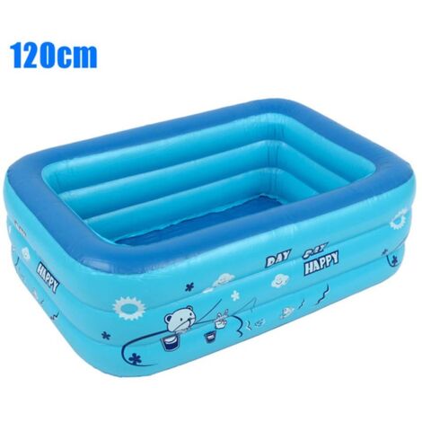 Piscine Gonflable pour bébé, Conception de Drain Portable, Piscine Rectangulaire Gonflable à Drainage Facile, Matériau en PVC Haute densité, Baignoire Gonflable écologique pour (Bleu)