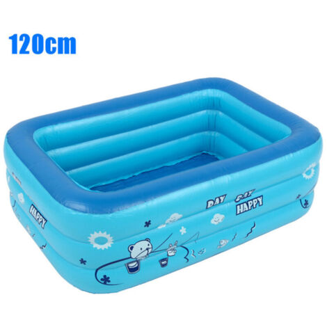 Piscine Gonflable pour bébé, Conception de Drain Portable, Piscine Rectangulaire Gonflable à Drainage Facile, Matériau en PVC Haute densité, Baignoire Gonflable écologique pour (Bleu)
