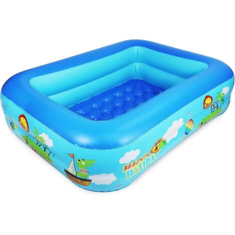 Piscine gonflable pour enfants, 120 cm, rectangulaire, avec fond souple. Grande piscine gonflable à 2 anneaux.