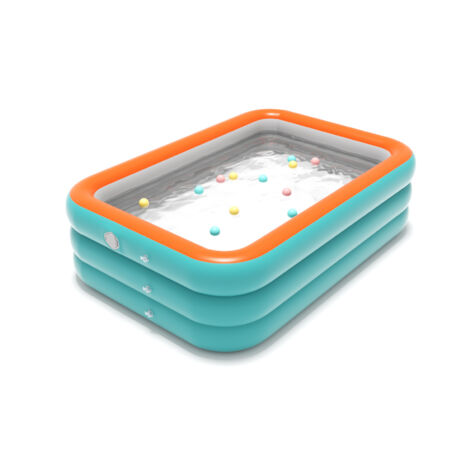 Piscine Gonflable Rectangulaire 2.6m - Familiale pour Enfants et Adultes - Jardin, Extérieur ou Balcon - Résistante & Facile à Installer - Idéale pour l'Été (Bleu)