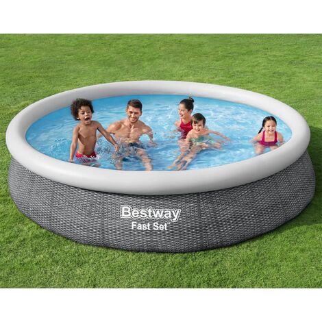 Piscine gonflable ronde 366x76 cm – Parois DuraPlus résistantes aux UV – Prête en 10 minutes – Capacité 5 377 L – Inlife