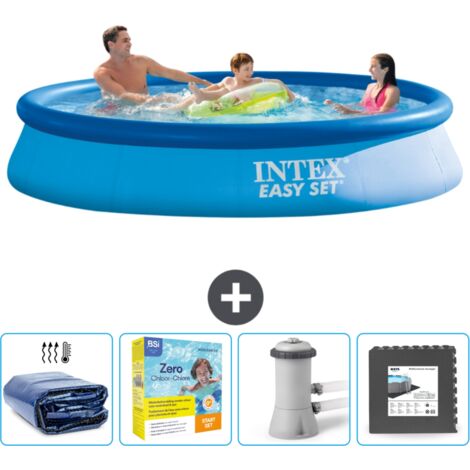 Piscine Gonflable Ronde Easy Set Intex - 366 x 76 cm - Bleue - Incluse Accessoire CB10