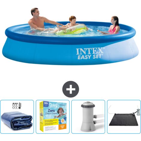 Piscine Gonflable Ronde Easy Set Intex - 366 x 76 cm - Bleue - Incluse Accessoire CB11