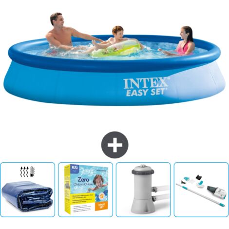 Piscine Gonflable Ronde Easy Set Intex - 366 x 76 cm - Bleue - Incluse Accessoire CB12