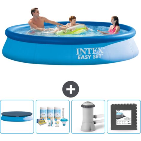 Piscine Gonflable Ronde Easy Set Intex - 366 x 76 cm - Bleue - Incluse Accessoire CB3