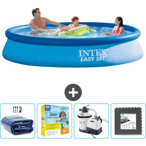 Piscine Gonflable Ronde Easy Set Intex - 366 x 76 cm - Bleue - Incluse Accessoire CB68