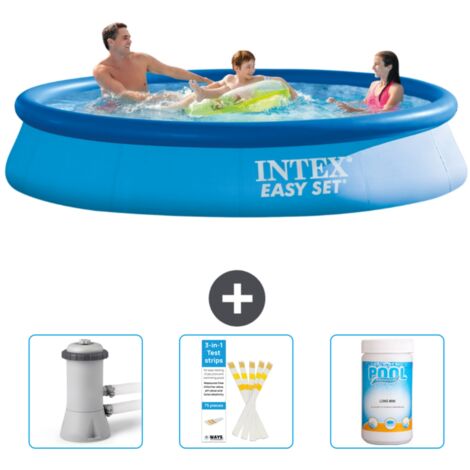 Piscine Gonflable Ronde Easy Set Intex - 366 x 76 cm - Bleue - Incluse Accessoire CB73