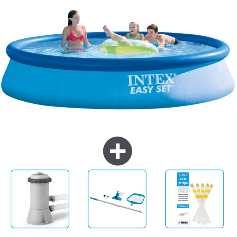 Piscine Gonflable Ronde Easy Set Intex 396 x 84 cm - Bleue - Incluse Accessoire CB82