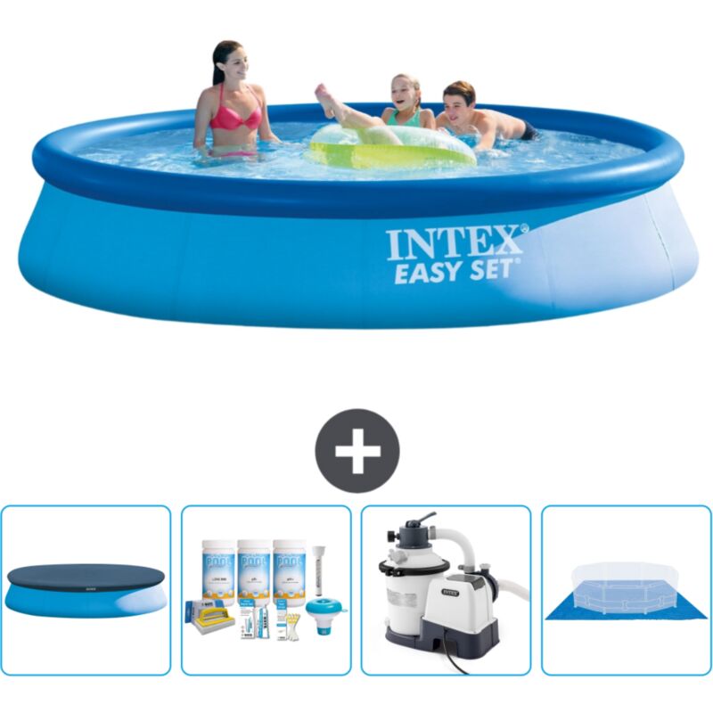 Intex - Piscine Gonflable Ronde Easy Set 396 x 84 cm - Bleue - Incluse Accessoire CB59
