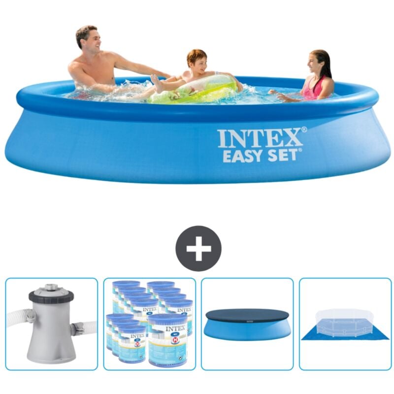 Piscine Gonflable Ronde Intex Easy Set - 305 x 61 cm - Bleue - Comprend des Accessoires CB88