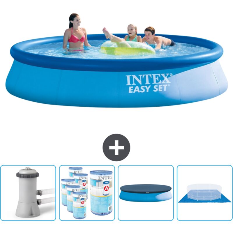 Piscine Gonflable Ronde Intex Easy Set - 396 x 84 cm - Bleue - Comprend des Accessoires CB88