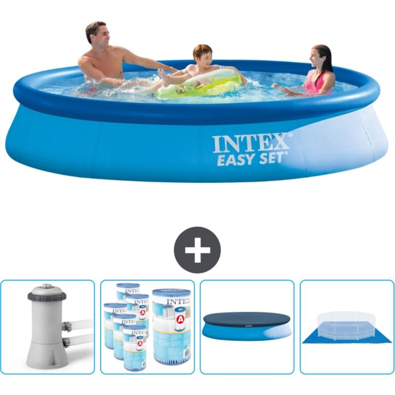 Piscine Gonflable Ronde Intex Easy Set - 366 x 76 cm - Bleue - Comprend des Accessoires CB88