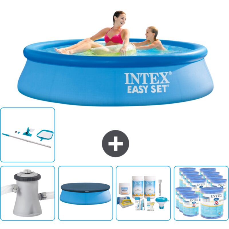 Piscine Gonflable Ronde Intex Easy Set - 244 x 61 cm - Bleue - Comprend des Accessoires CB21