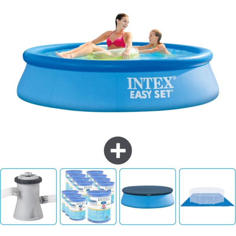 Piscine Gonflable Ronde Intex Easy Set - 244 x 61 cm - Bleue - Comprend des Accessoires CB88