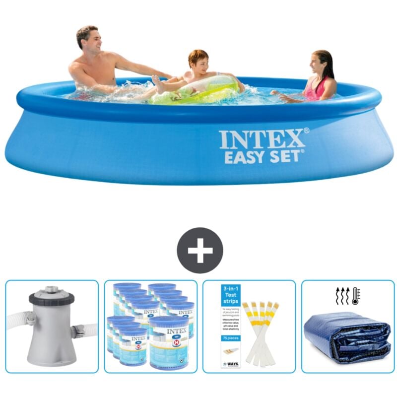Piscine Gonflable Ronde Intex Easy Set - 305 x 61 cm - Bleue - Comprend des Accessoires CB86