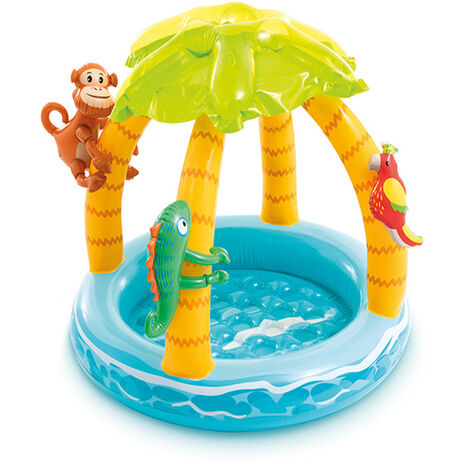Piscine gonflable tropicale île tropicale bébé piscine dinosaure paradis fontaine enfants piscine à balles gonflable 102 cm X 86 cm