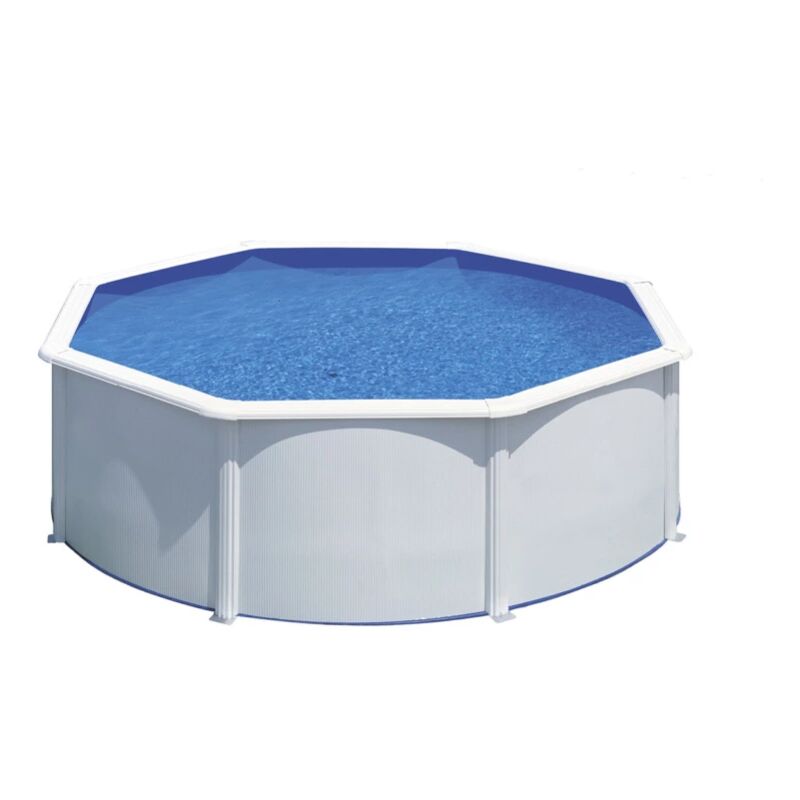 Piscina Fuori Terra Rotonda Gre Fidji' In Acciaio Bianco 350x350x12...