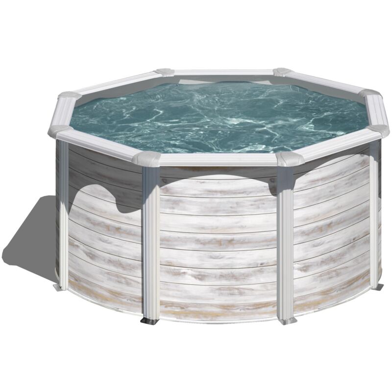 Piscine ronde acier Pools &Oslash;2,60m x H: 1,22m - Imitation bois Nordique