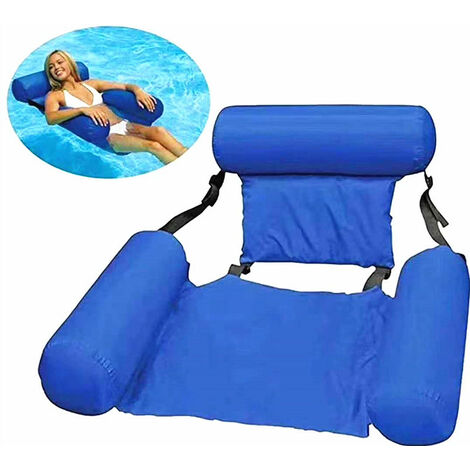 Piscine Hamac Lit Flottant Portable Pliant Gonflable Matelas d'eau Lit de Plage Sports Nautiques Chaise Longue pour Adultes Enfants, Oi-FRIS ( Blue)