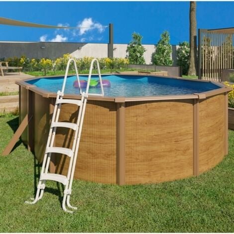 Piscine hors-sol acier 5,15 x 4,60 m aspect bois - CANYON