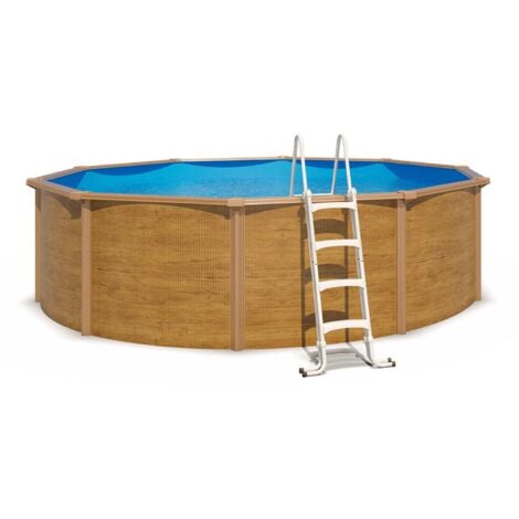 Piscine hors-sol acier diamètre 4,85 m aspect bois - CANYON