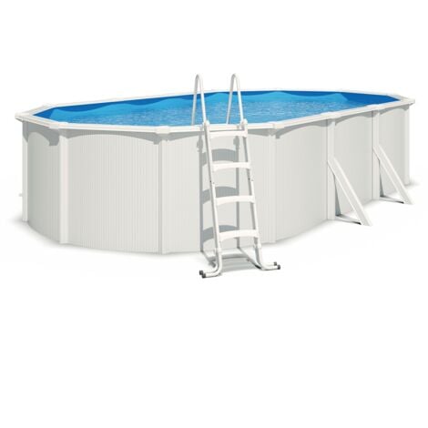 Piscine hors sol acier ovale 6,10 x 3,65 x 1,2 m blanche SAPHIR