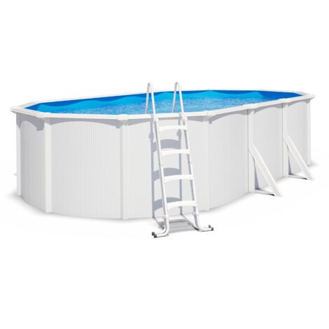 Piscine hors sol acier ovale 6,10 x 3,65 x 1,32 m blanche SAPHIR