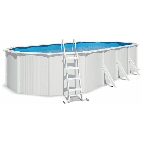 Piscine hors sol acier ovale 7,30 x 3,65 x 1,2 m blanche SAPHIR
