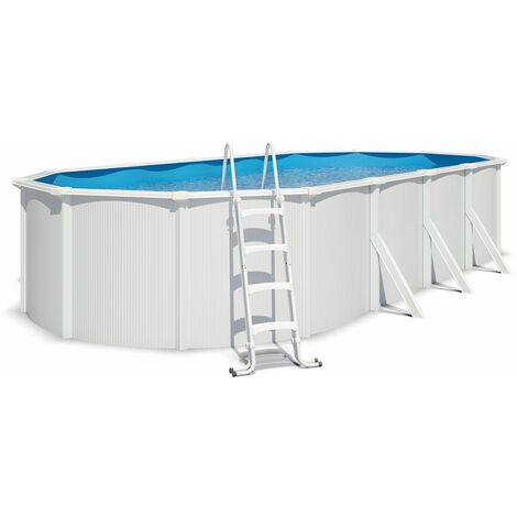 Piscine hors sol acier ovale 7,30 x 3,65 x 1,32 m blanche SAPHIR