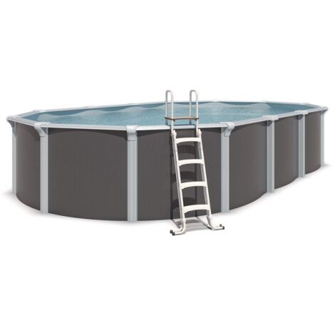 Piscine hors sol acier ovale 7,60 x 4,55 x 1,32 m anthracite OSMOSE