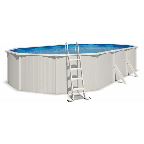 Piscine hors sol acier ovale 7,60 x 4,55 x 1,32 m blanche SAPHIR