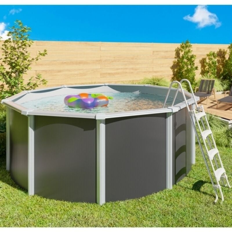 Trigano - Piscine hors sol acier ronde ø 3,65 x 1,32 m anthracite varuna