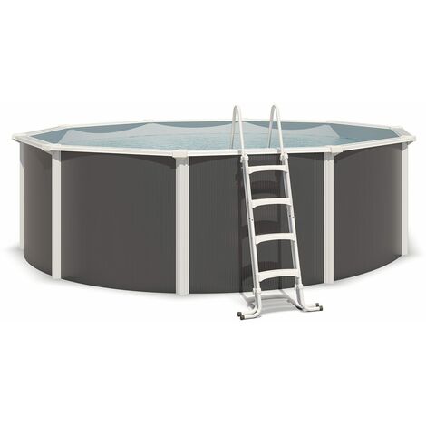 Trigano – Piscine hors sol acier ronde 4,55 m x 1,32 m – Paroi en acier ondulé galvanisé – Liner haute résistance – Échelle antidérapante incluse