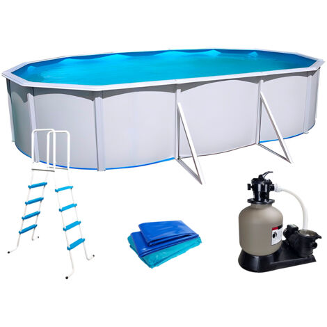 Piscine hors-sol acier Toi PRESTIGIO ovale 640x366x132cm filtre 8.5m3/h + liner 60/100