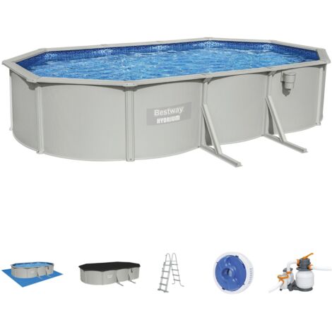 Piscine Hors Sol Bestway Hydrium Ovale Ø610x360x120 cm avec Paroi en Acier Renforcé Épurateur à Sable 5 678 L/H