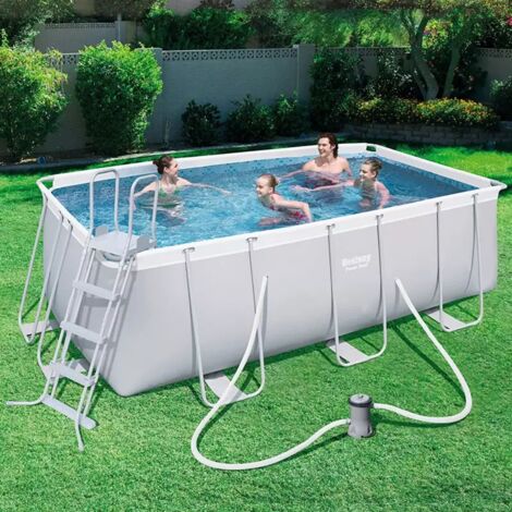 Piscine hors-sol BESTWAY Power Steel - Rectangulaire - 412x201x122 cm - Blanc