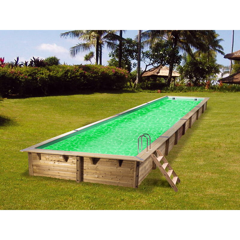 Ubbink - Piscine bois linea rectangulaire 350x1550x155cm liner beige