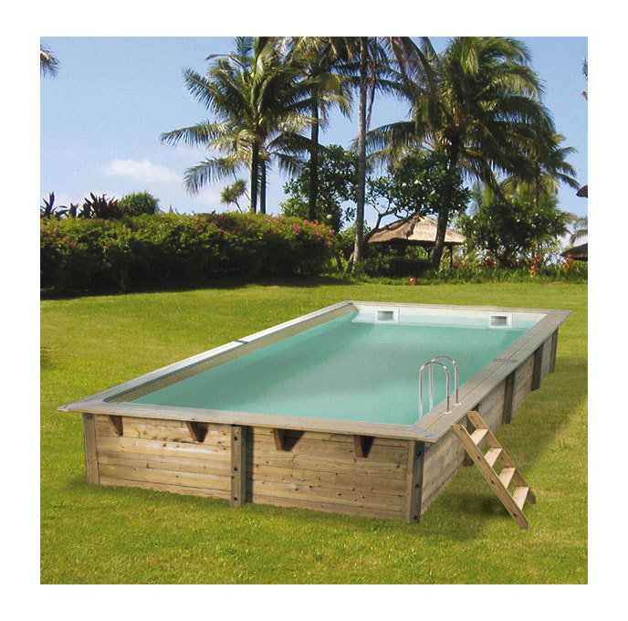 Piscine Hors Sol Bois Ubbink Fsc Rectangulaire Linea 350x650 H140cm