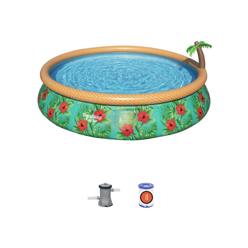 Bestway - Piscine autoportée ronde ø 457 x H.84 cm Fast Set Paradise Palms