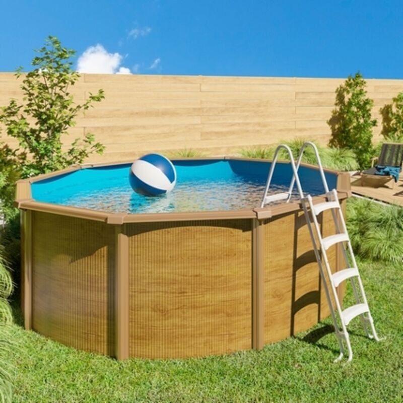 Trigano - Piscine hors sol acier ronde ø 3,65 x 1,20 m aspect bois canyon