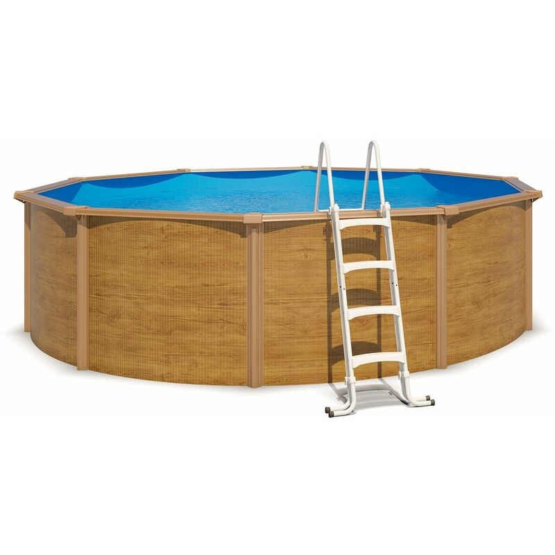 Trigano - Piscine hors sol acier ronde ø 4,55 x 1,20 m aspect bois canyon