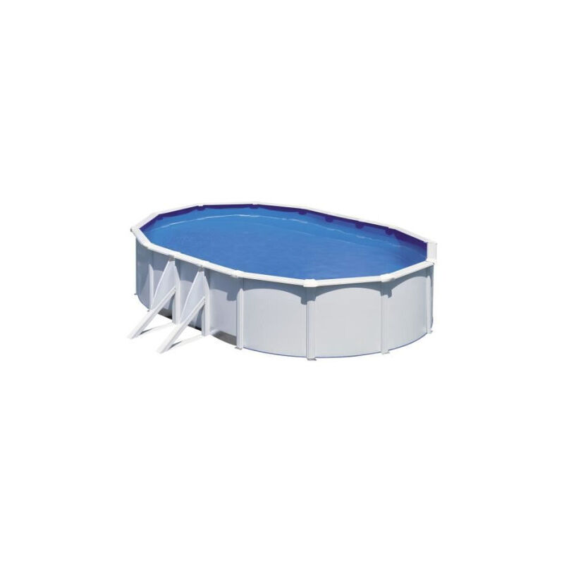 GRE - Kit Piscine hors sol acier ovale blanche 5,27m x 3,27m x h: 1,22m (Livrée avec filtre a sable et échelle)