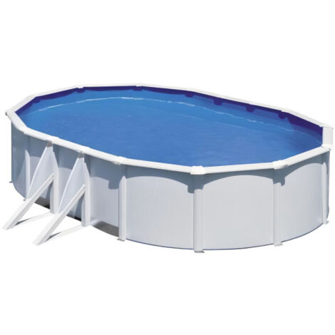 Piscine hors sol ovale blanche GRE Fidji - 5,27 x 3,27 x 1,22 m - Filtre a sable et échelle inclus