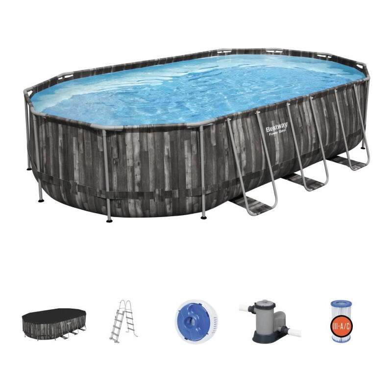 Bestway - Piscine tubulaire 6,10m x 3,66 x 1.22m filtre à cartouche
