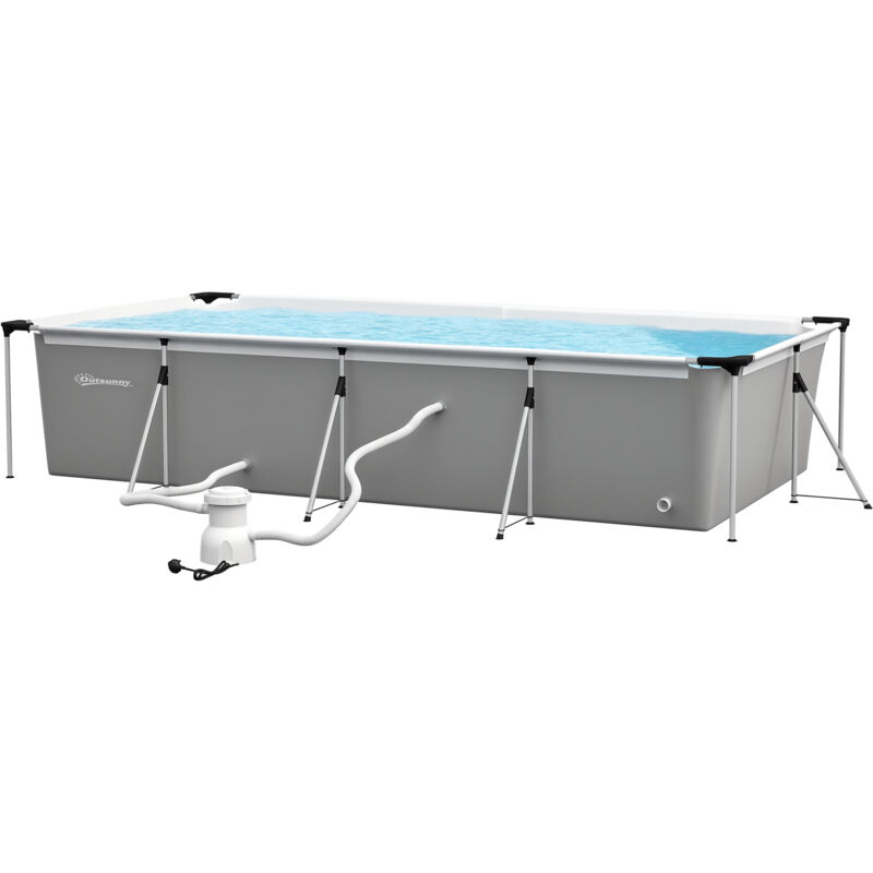 Piscine hors sol rectangulaire 5 pers. dim. 472L x 282l x 80H cm avec accessoires blanc gris