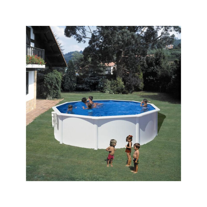GRE - Kit Piscine hors sol acier ronde blanche - Ø300 x H122 (Livrée avec filtre a cartouche + échelle)